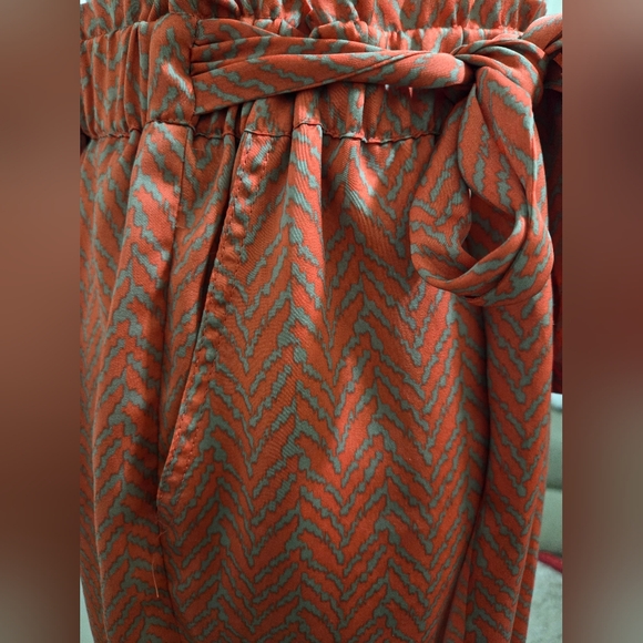 Banana Republic ​Rust Orange Chevron Tie Waist Skirt Gray Zig Zag Size 12 - Picture 5 of 11